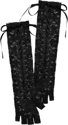 Damen Spitzenhandschuhe Gothic Schnürung Lange Opern