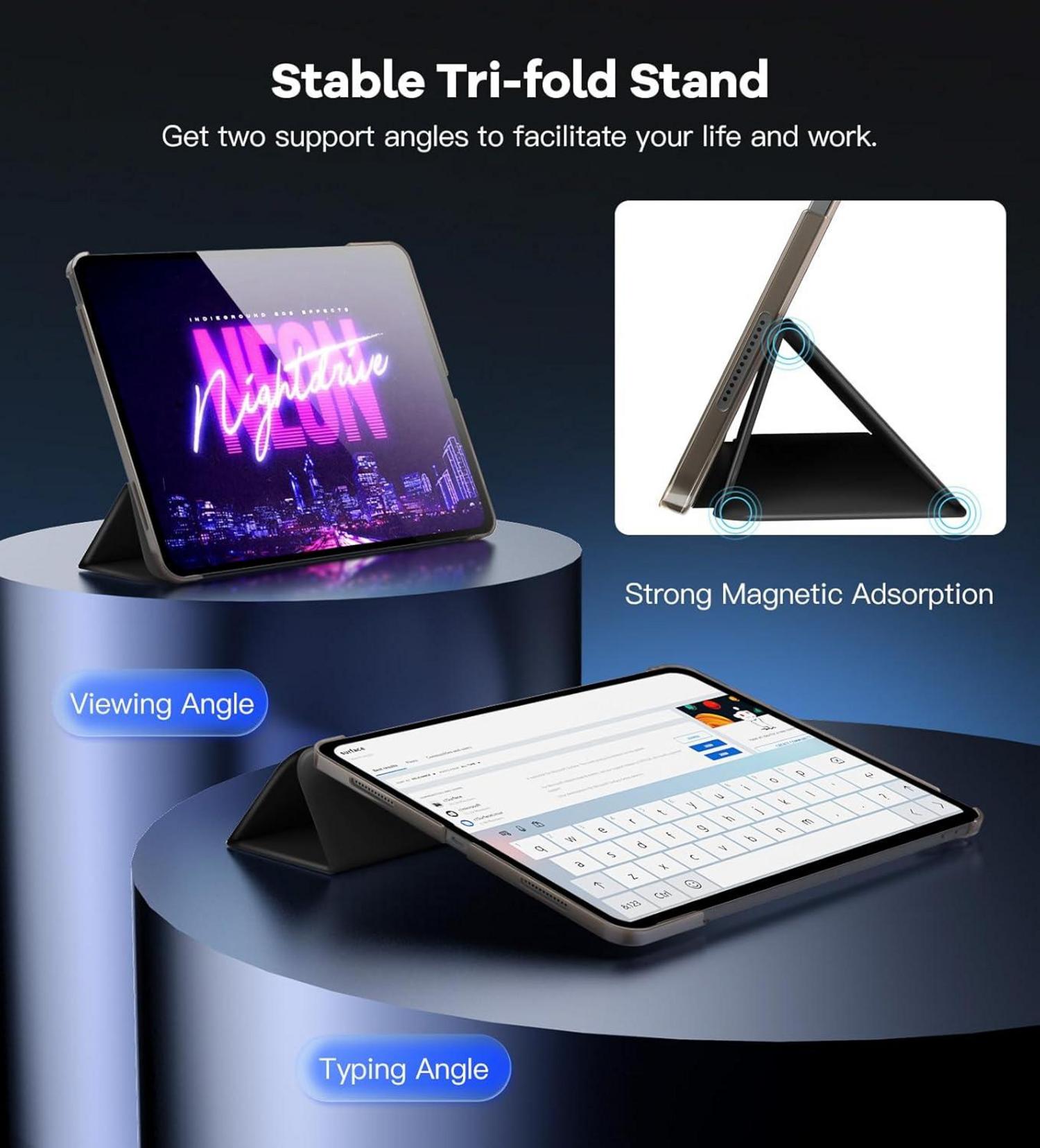 TiMOVO iPad Air 13 Zoll Hülle M2 2024 - Schwarz, Schlank, Support Touch ID