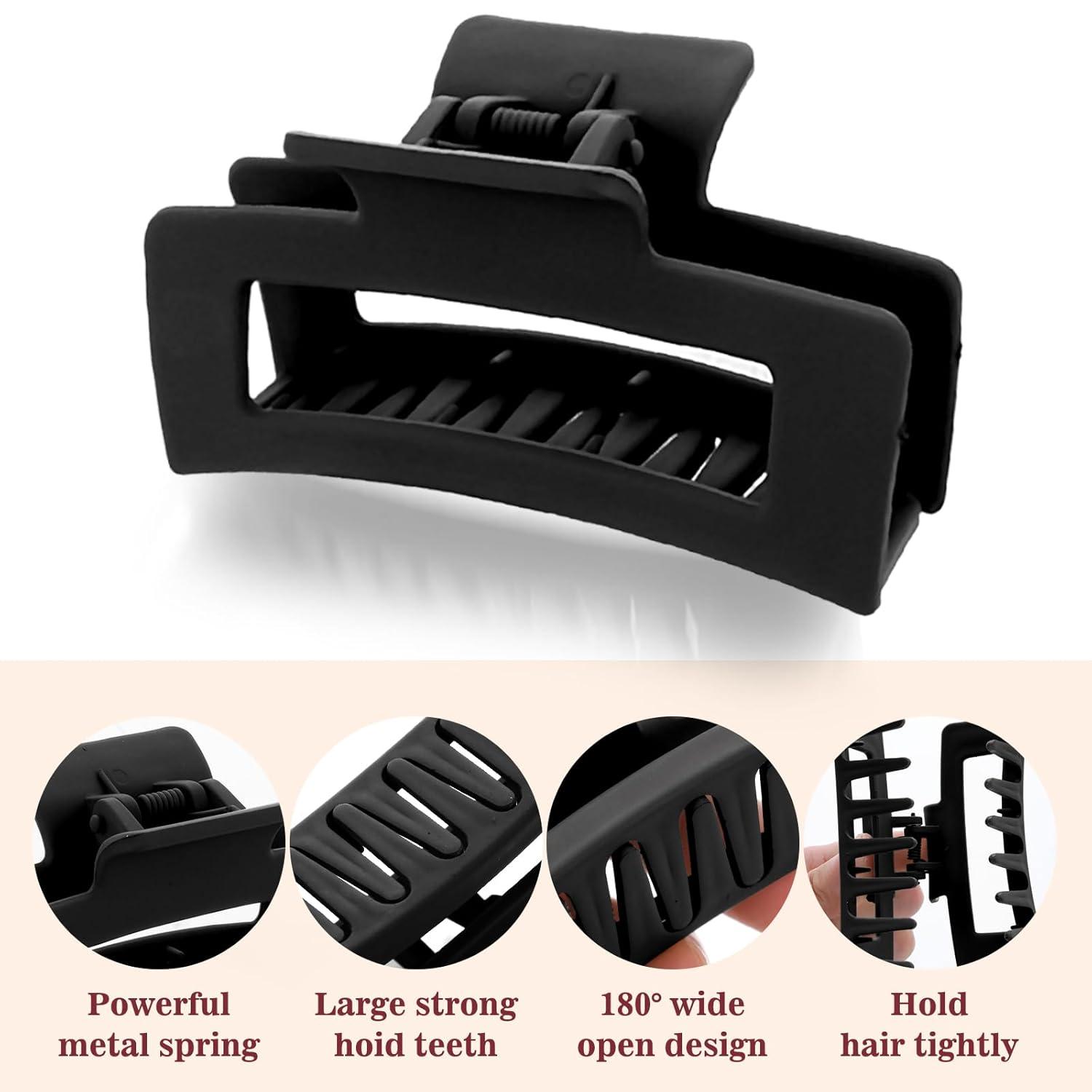 WLLHYF Quadratische Haarklammern 2 Stück 8.5 cm Schwarz/Marineblau