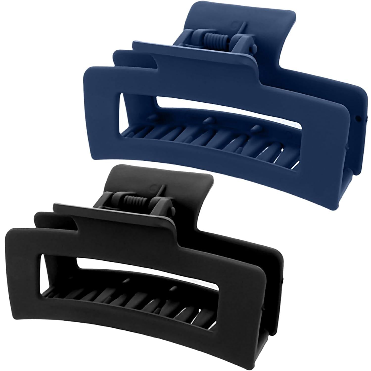 Quadratische Klauenclips Haarspangen 2er Set 8.5 cm Rutschfest Matt Starkhalt