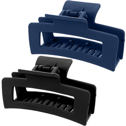 Quadratische Klauenclips Haarspangen 2er Set 8.5 cm Rutschfest Matt Starkhalt