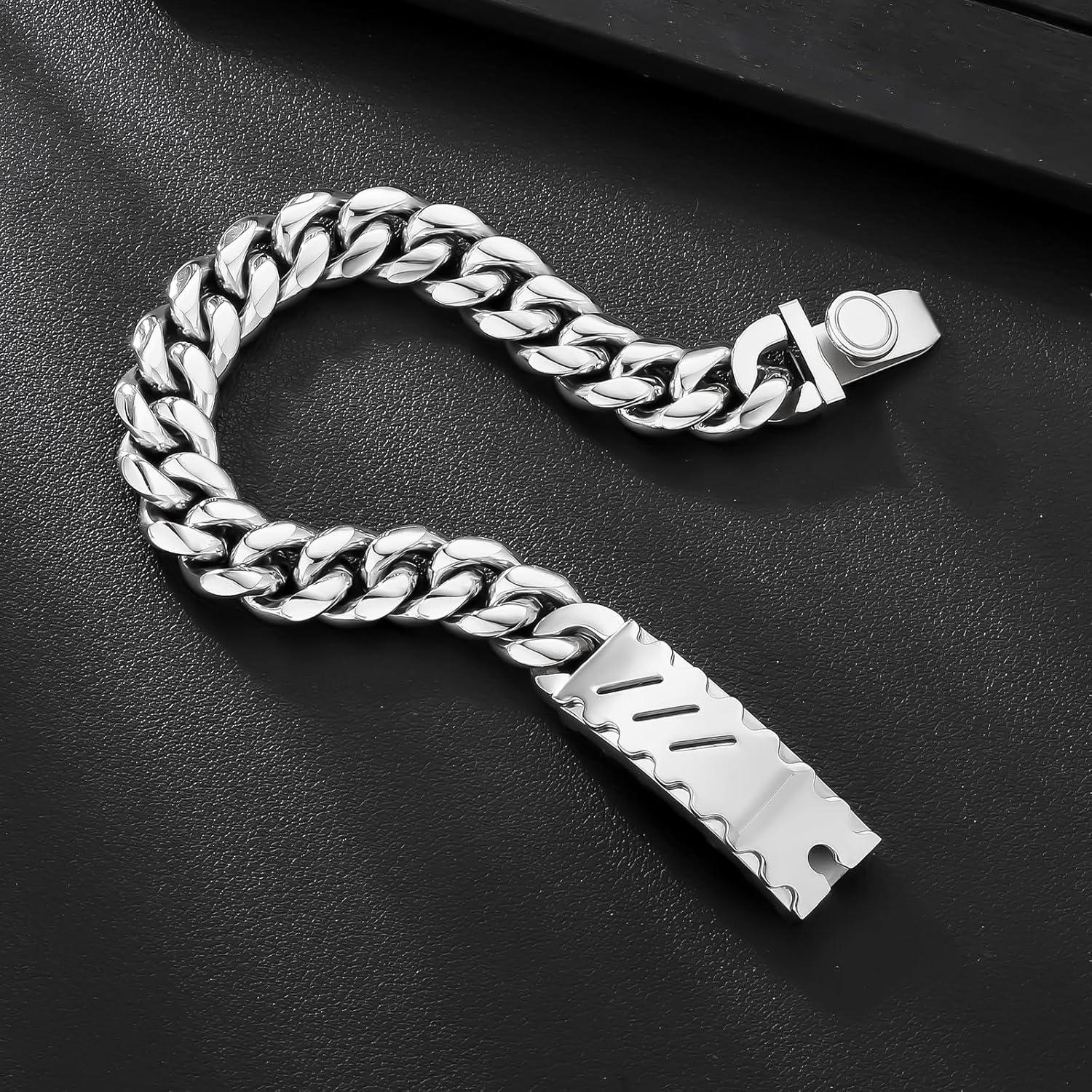 Hochwertiges 12mm Herren Armband mit Löwe Kopf Verschluss, 18K Gold