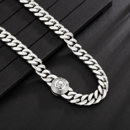 KRKC&CO Herren 12mm Panzerkette Gold Miami Cuban Link 61cm Totenkopf