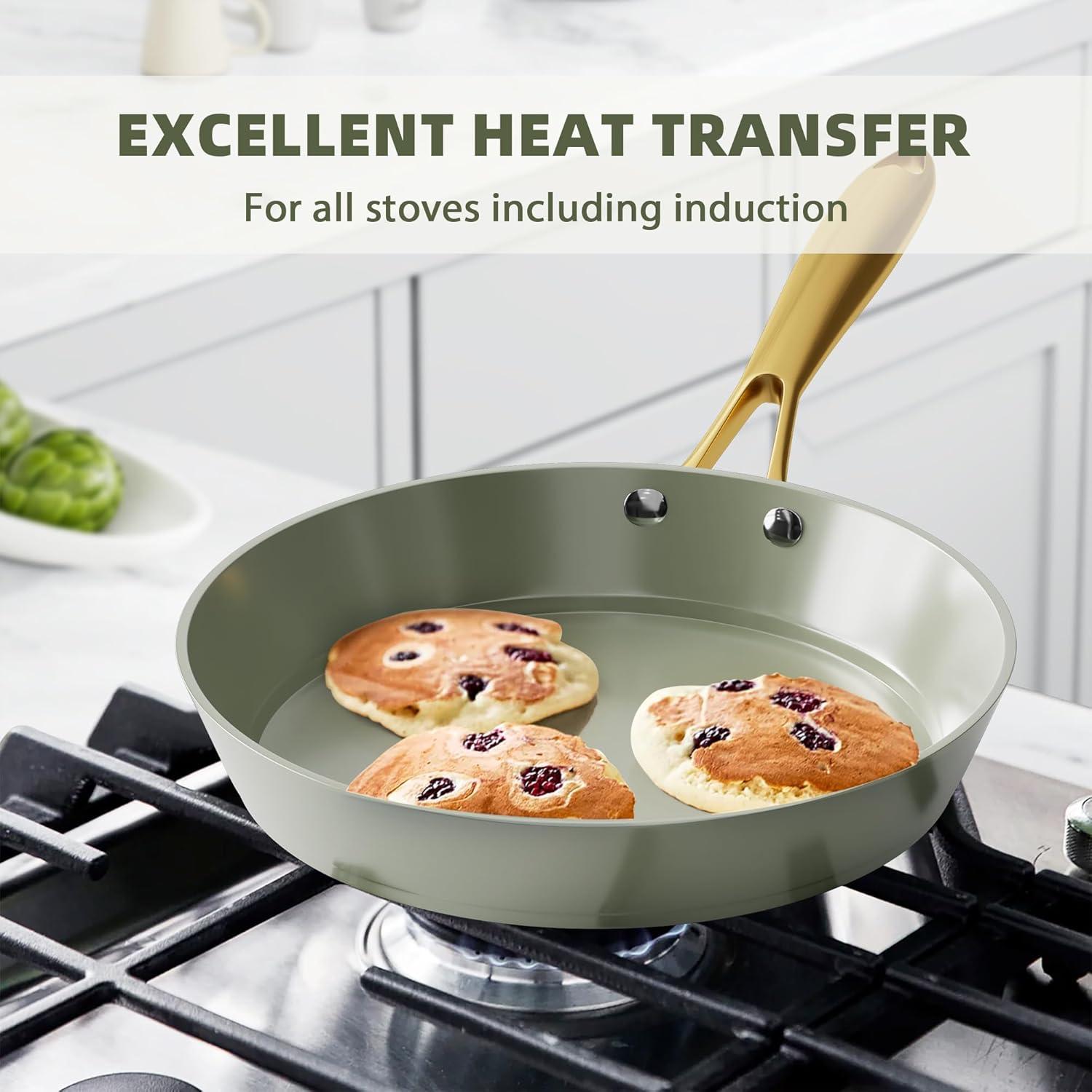 Premium Induktions-Kochtopf-Set Keramik-Beschichtung Deckel Essentials