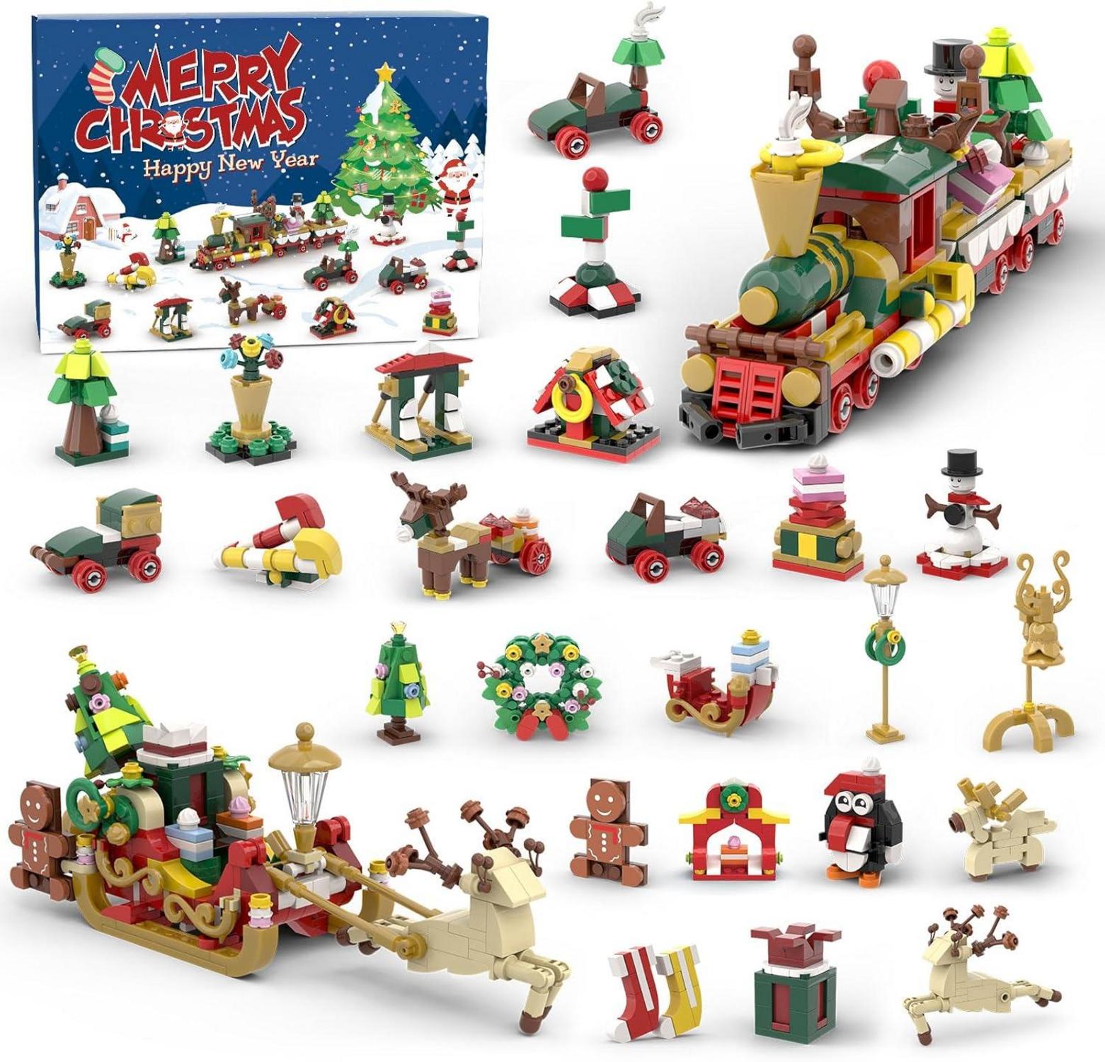 Adventskalender 2024 Kinder Weihnachtszug Rentierschlitten 24 Blöcke
