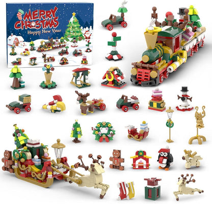 Adventskalender 2024 Kinder Weihnachtszug Rentierschlitten 24 Blöcke