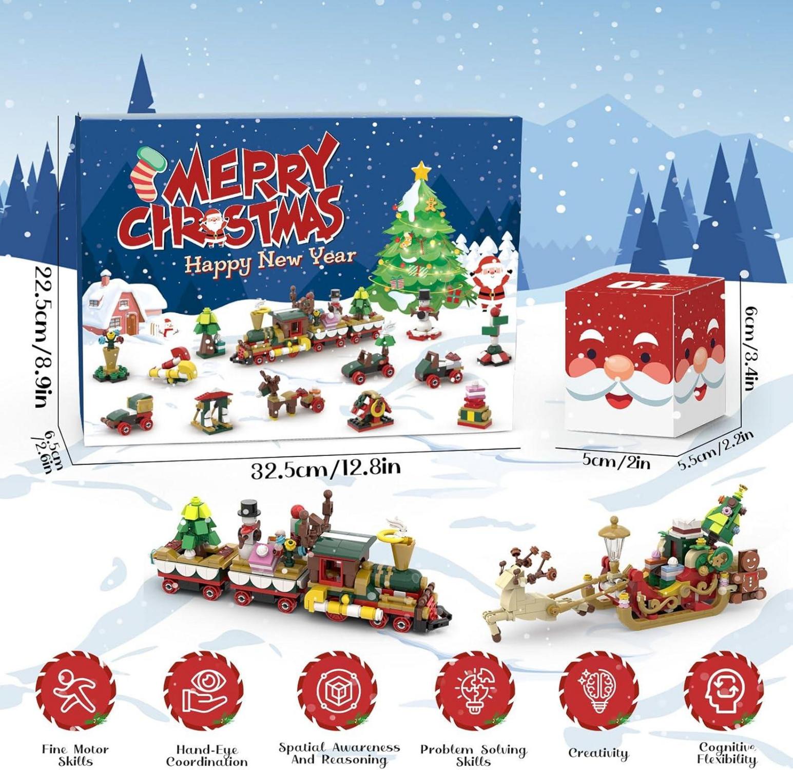 Adventskalender 2024 Kinder Weihnachten Weihnachtszug Rentierschlitten 24 Tage