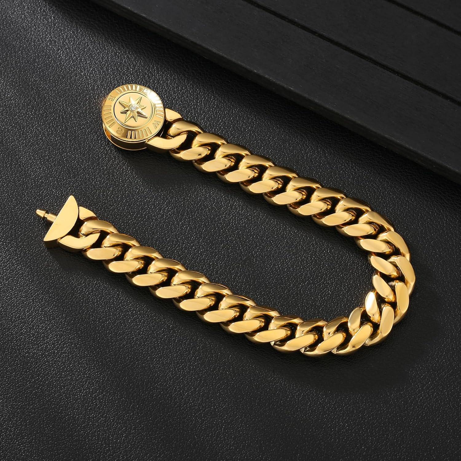 Goldbeschichtetes Herren Armband mit Löwe Kopf Verschluss