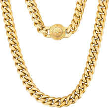 12mm Herren Panzerkette mit Löwe Totenkopf Verschluss Gold Chain