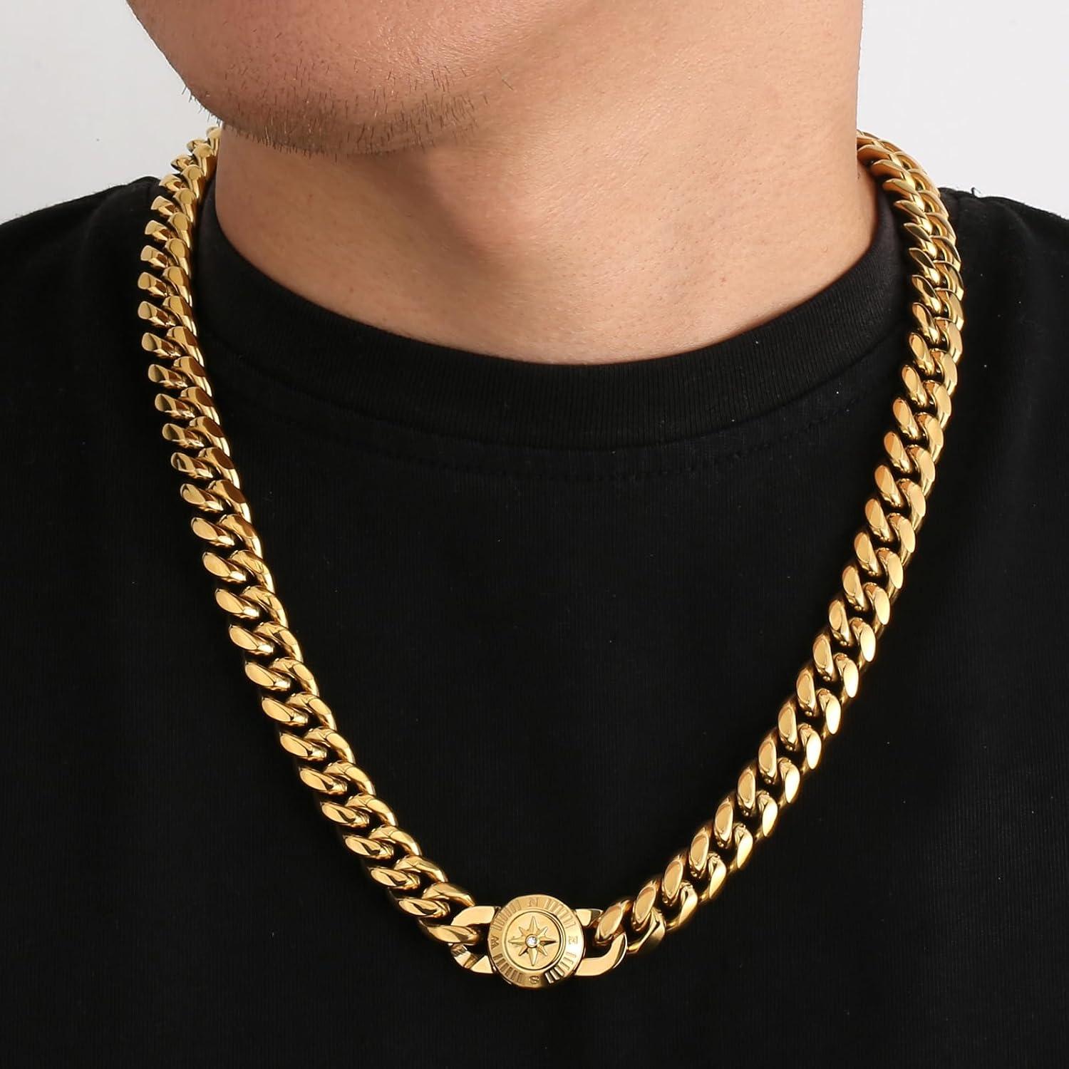 Herren 12mm Panzerkette mit Löwenkopf Verschluss, 18K Gold