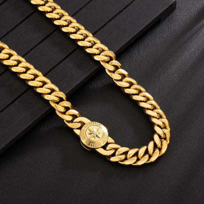 12mm Herren Panzerkette mit Löwe Totenkopf Verschluss Gold Chain