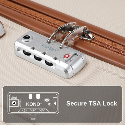 4-teiliges Hartschalen Koffer Set mit TSA-Schloss, Weiß/Braun