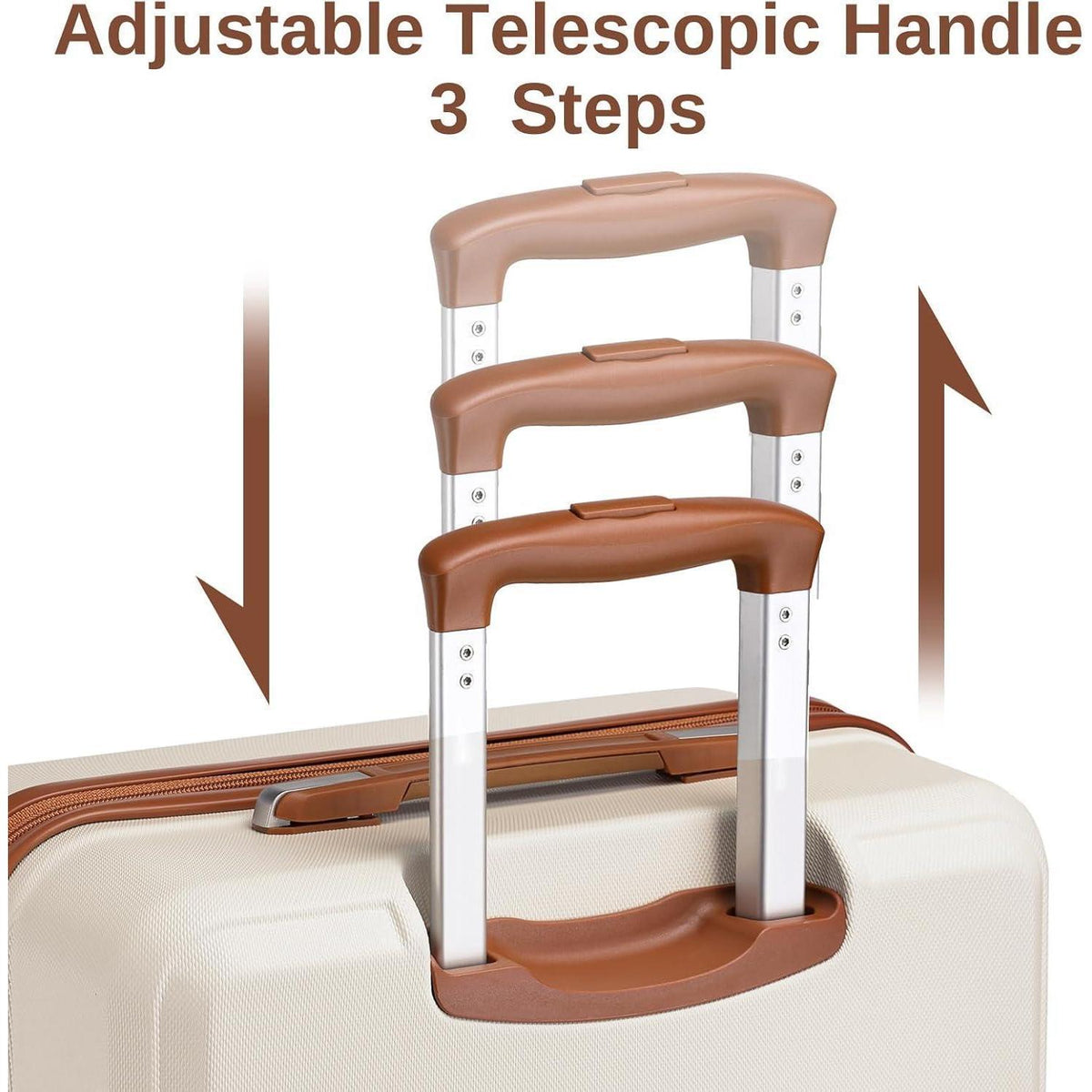 4-teiliges Hartschalen Koffer Set mit TSA-Schloss, Weiß/Braun