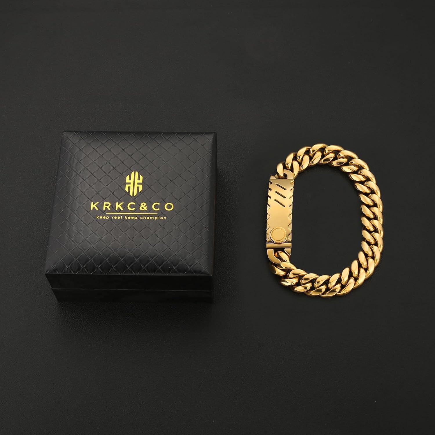 Herren Armband Löwe Totenkopf 18K Gold Cuban Hip Hop Geschenk 21.6cm