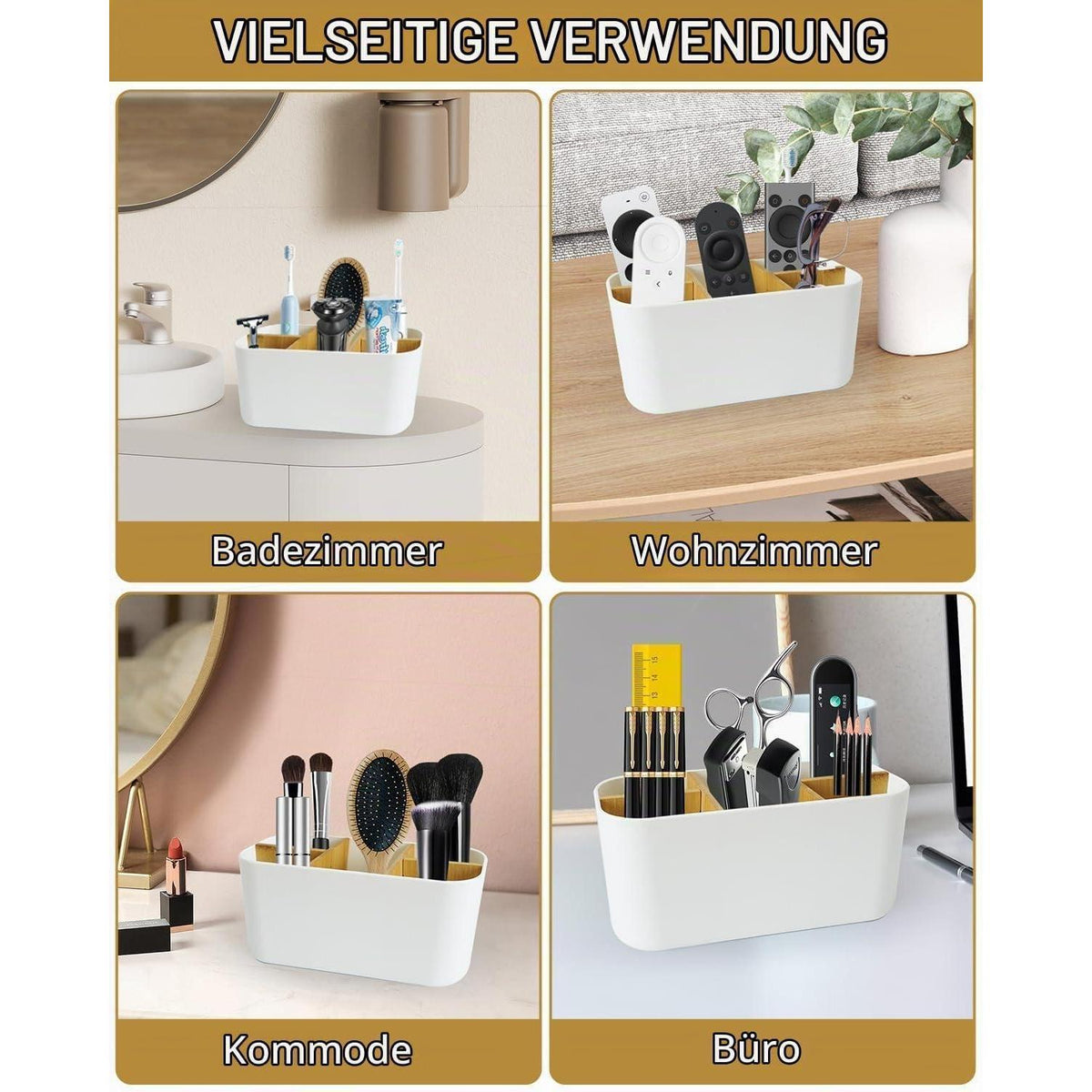 Bambus Zahnbürstenhalter mit 5 Fächern – Badezimmer Organizer