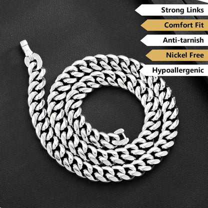 Panzerkette 12mm Gold Cuban Link Chain Edelstahl Hip Hop Kette