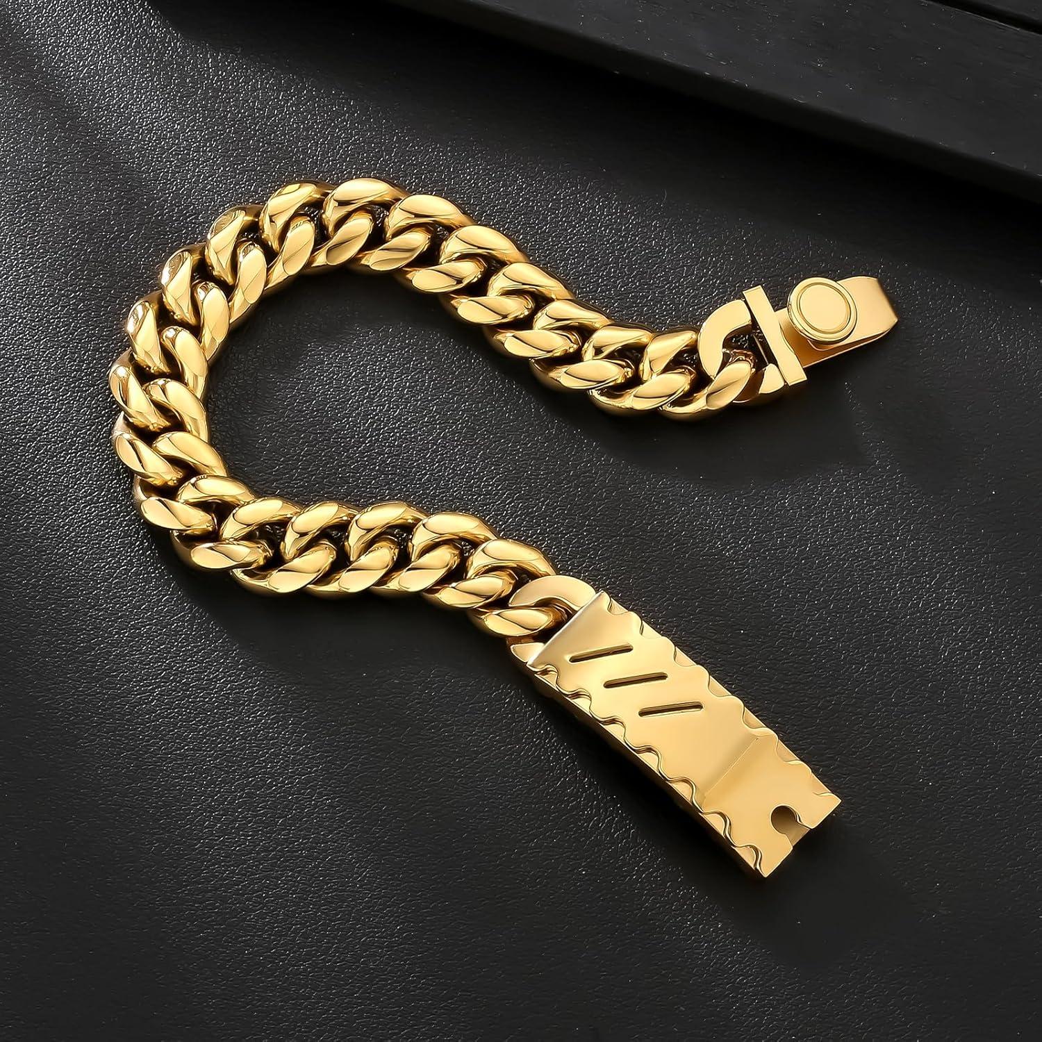 Herren Armband mit Löwe Kopf Gold beschichtet Cuban Hip Hop Schmuck