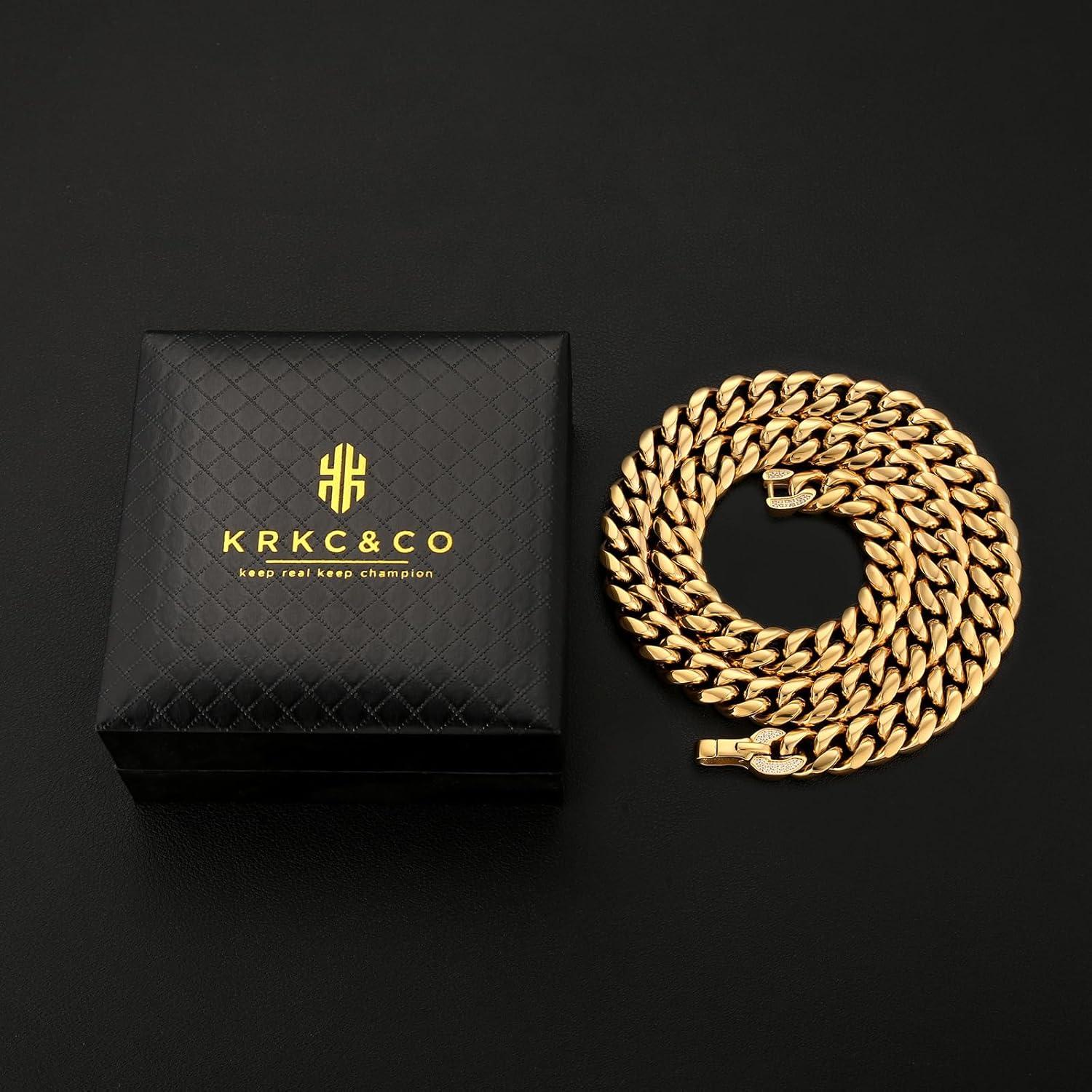 Panzerkette Herren 18K Gold 12mm Cuban Link Kette 45.7cm Iced Out
