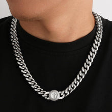 12mm Herren Panzerkette mit Löwe Kopf Verschluss, 18K Gold