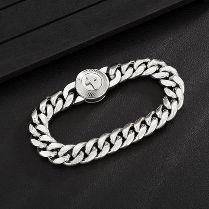 Herren Armband Löwe Totenkopf 18K Gold Cuban Silber 12mm Bite im Maximalformat