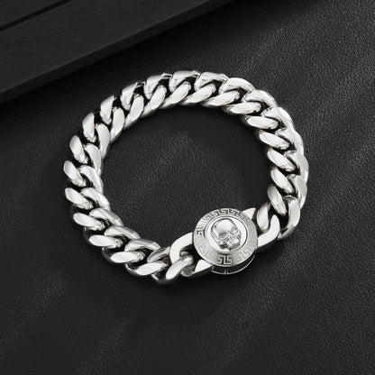 Hip Hop Herren Armband Totenkopf 18K Gold Cuban breit 20.3cm Silber