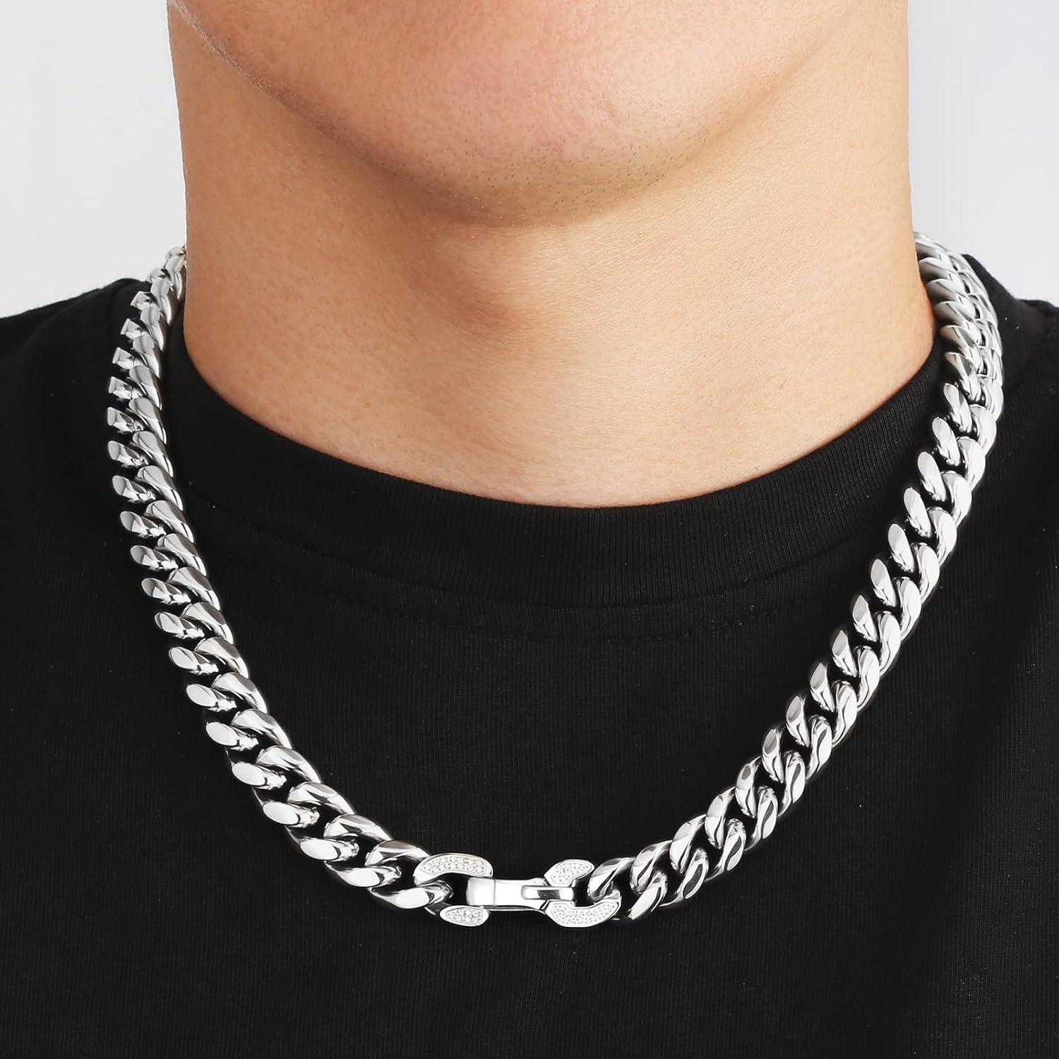 KRKC&CO Panzerkette Herren 18K Gold/Weißgold 12mm Hip Hop