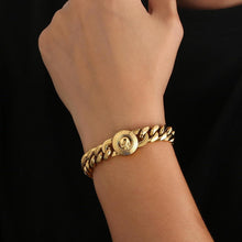 Herren Armband mit Löwe/Totenkopf Verschluss, 18K Gold