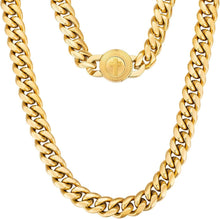 12mm Gold Cuban Link Chain mit Löwe/Totenkopf Verschluss