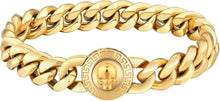 Herren Armband 12mm Löwe Totenkopf Verschluss 18K Gold beschichtet