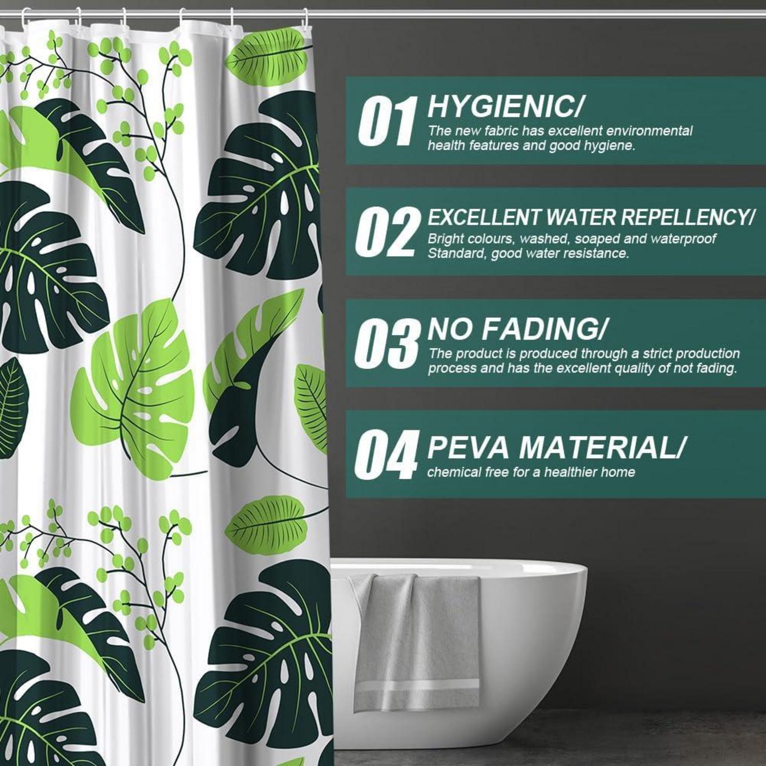 Duschvorhang PEVA Anti-Schimmel Wasserdicht 180x180 cm inklusive 12 Duschvorhangringen