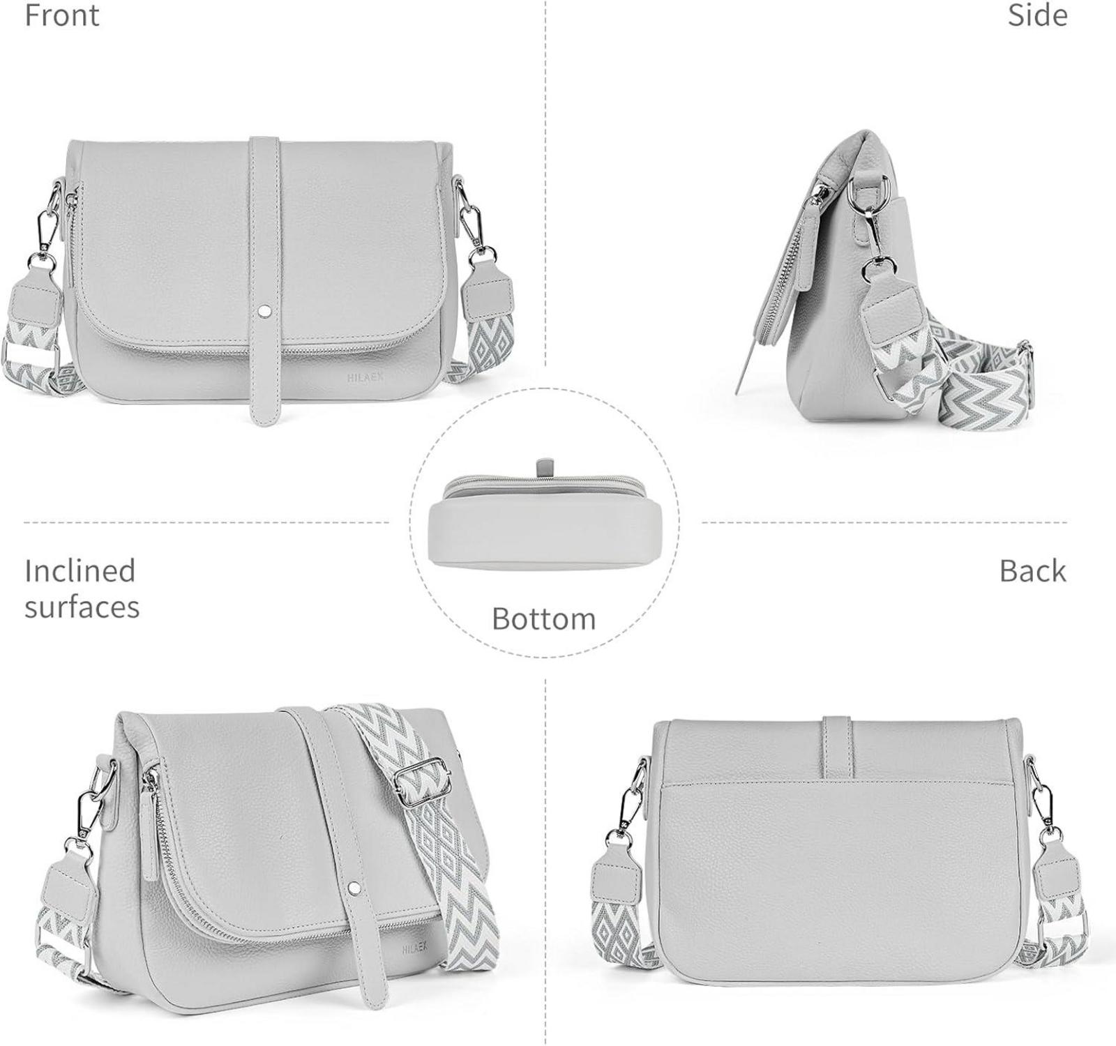 HILAEX Umhängetasche Damen Kleine Handtasche Verstellbarer Gurt Leder Crossbody Tasche
