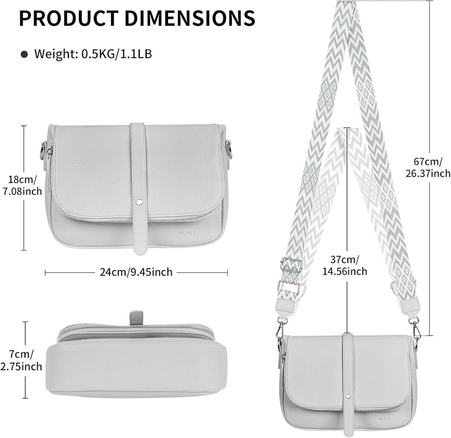 Umhängetasche Damen Verstellbarer Breiter Gurt Crossbody Leder Schultertasche