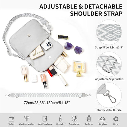 Umhängetasche Damen Verstellbarer Breiter Gurt Crossbody Leder Schultertasche