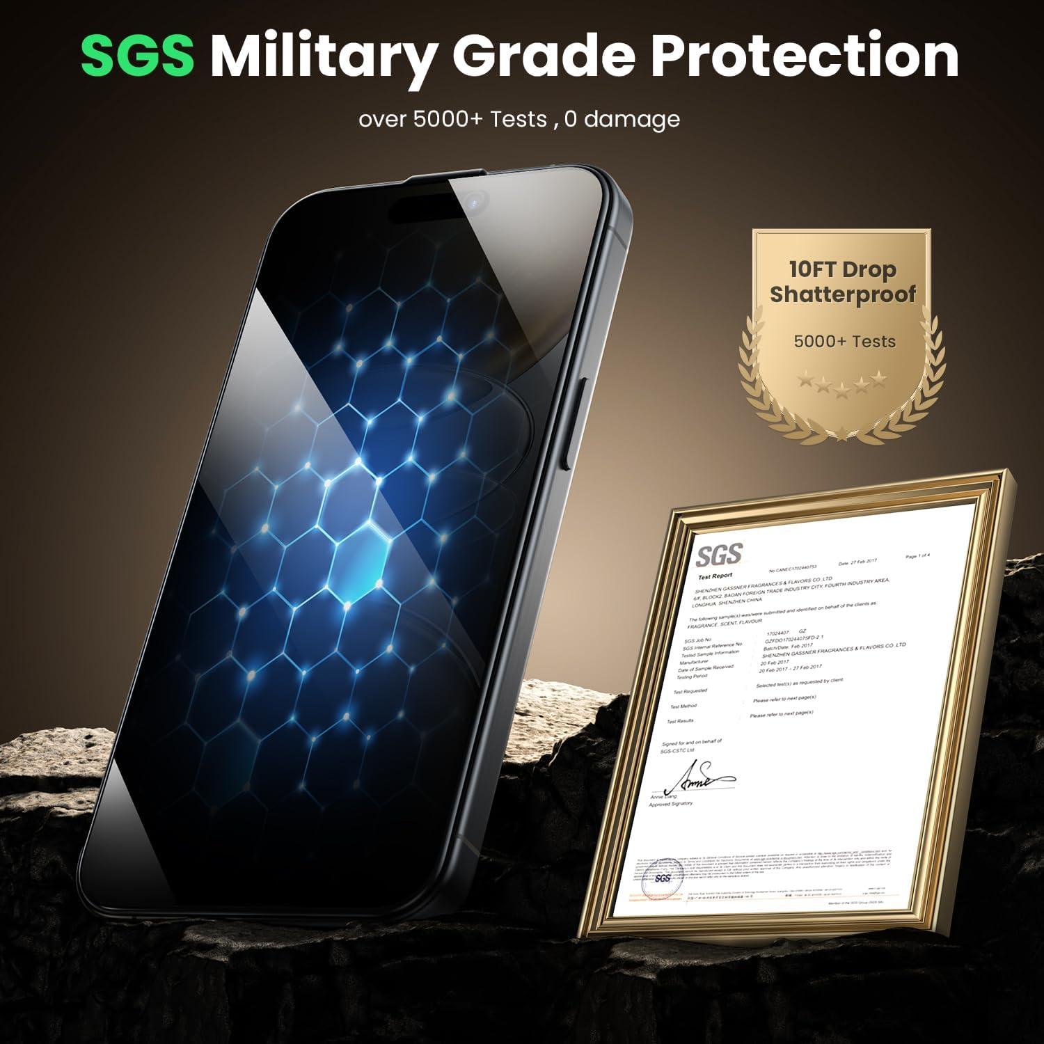 WSKEN iPhone 16/15 Panzerglas Privacy Schutzfolie 2er Pack