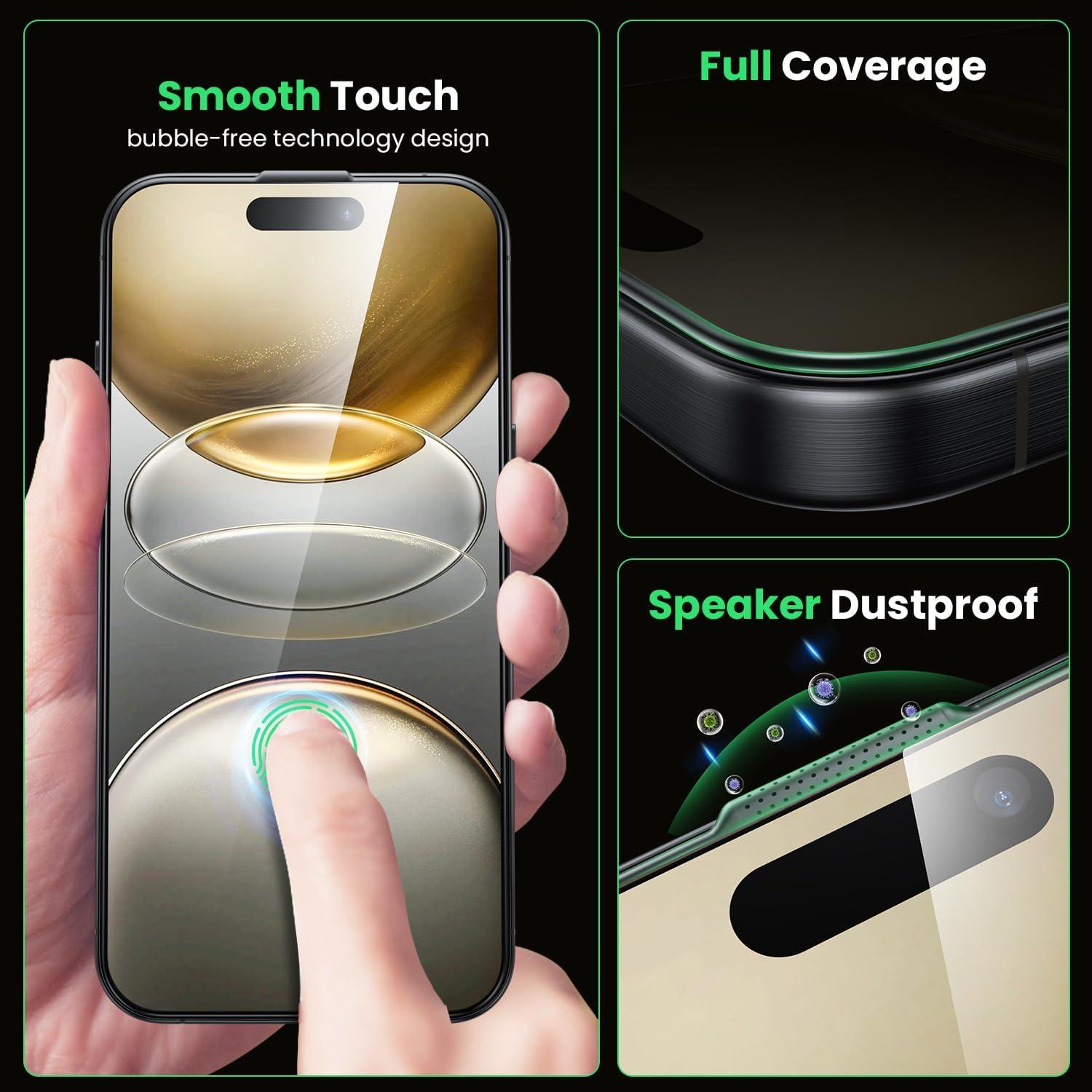 WSKEN iPhone 16/15 Privacy Panzerglas 9H Displayfolie 2 Stück