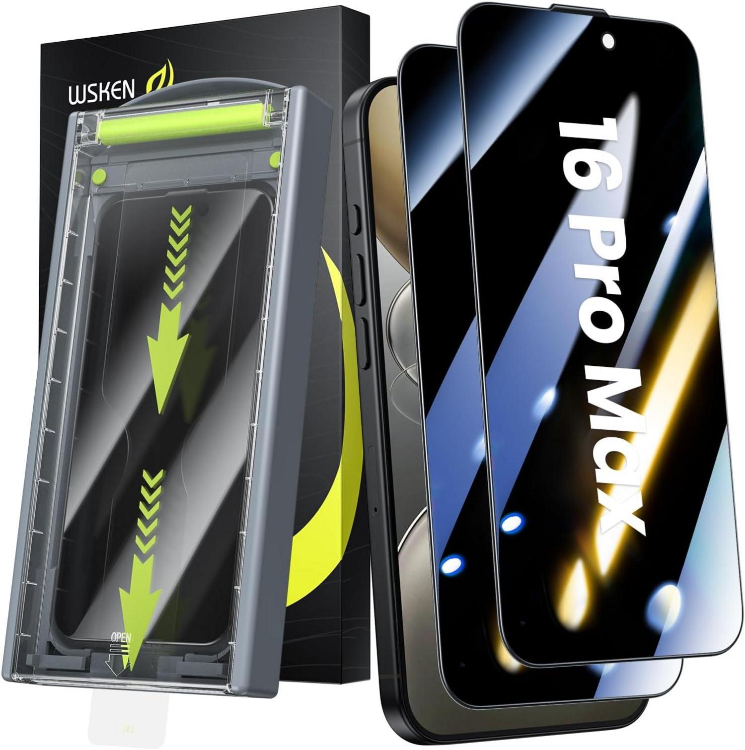 WSKEN iPhone 16 Pro Max Panzerglas Privacy Schutzfolie