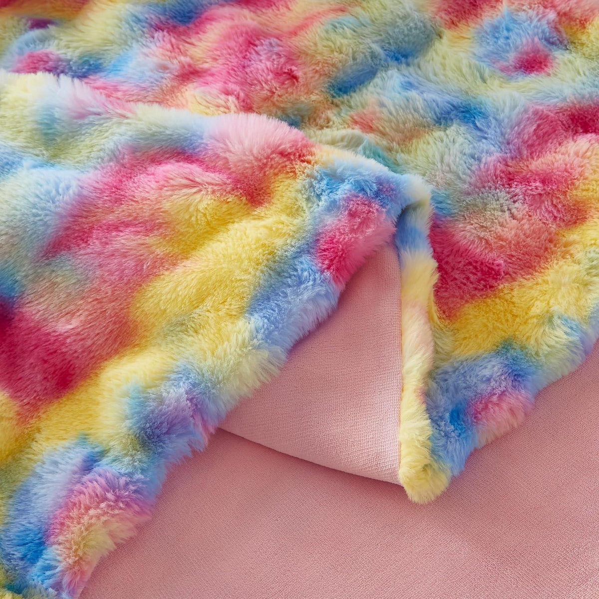 Plüsch Bettwäsche Set Winterwarm Regenbogen Bunt 155x220 cm
