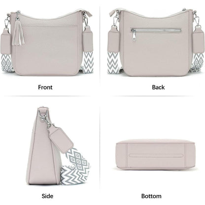 Kleine Umhängetasche Damen Hellgrau Veganes Leder Crossbody