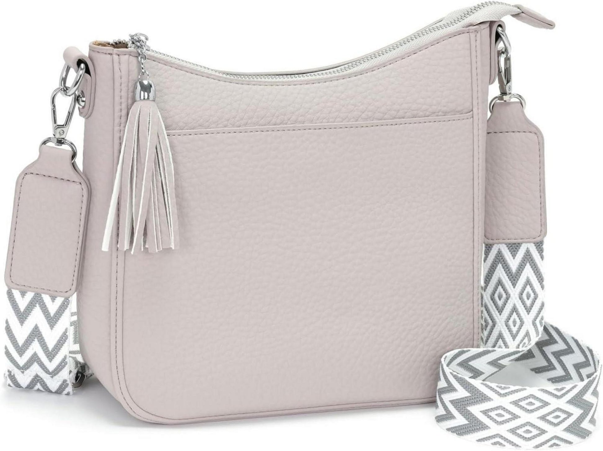 Moderne Crossbody-Tasche aus veganem Leder Hellgrau