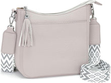 Moderne Crossbody-Tasche aus veganem Leder Hellgrau