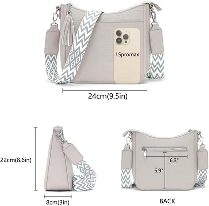 Kleine Umhängetasche Damen Hellgrau Veganes Leder Crossbody