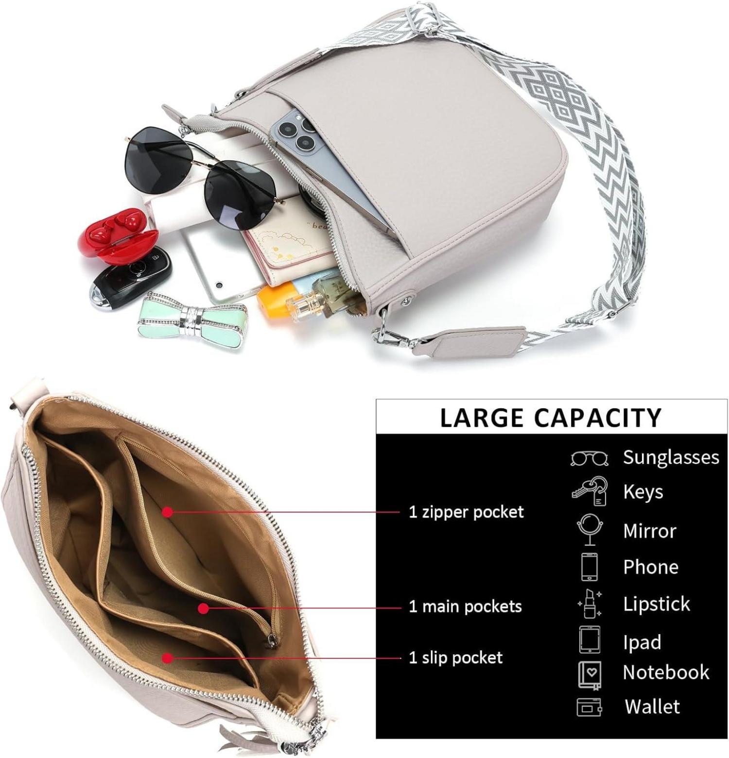 Moderne Crossbody-Tasche aus veganem Leder Hellgrau