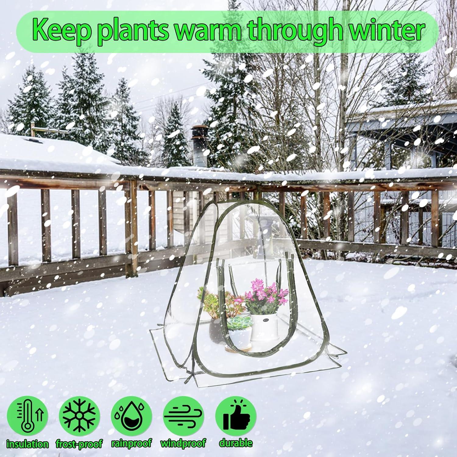 Pop-Up Mini Gewächshaus 70x70x80cm Transparent PVC Pflanzenschutz Winter Frostschutz