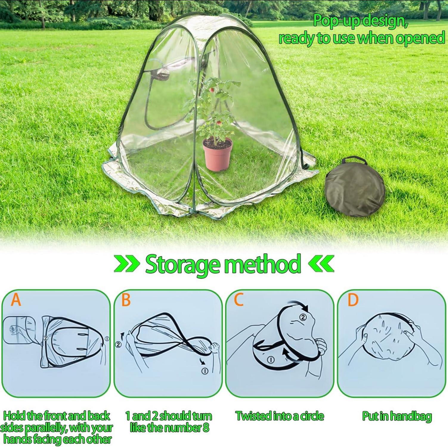 Gewächshaus Überwinterungszelt Pflanzen PVC Pop Up Mini 70x70x80cm Transparent