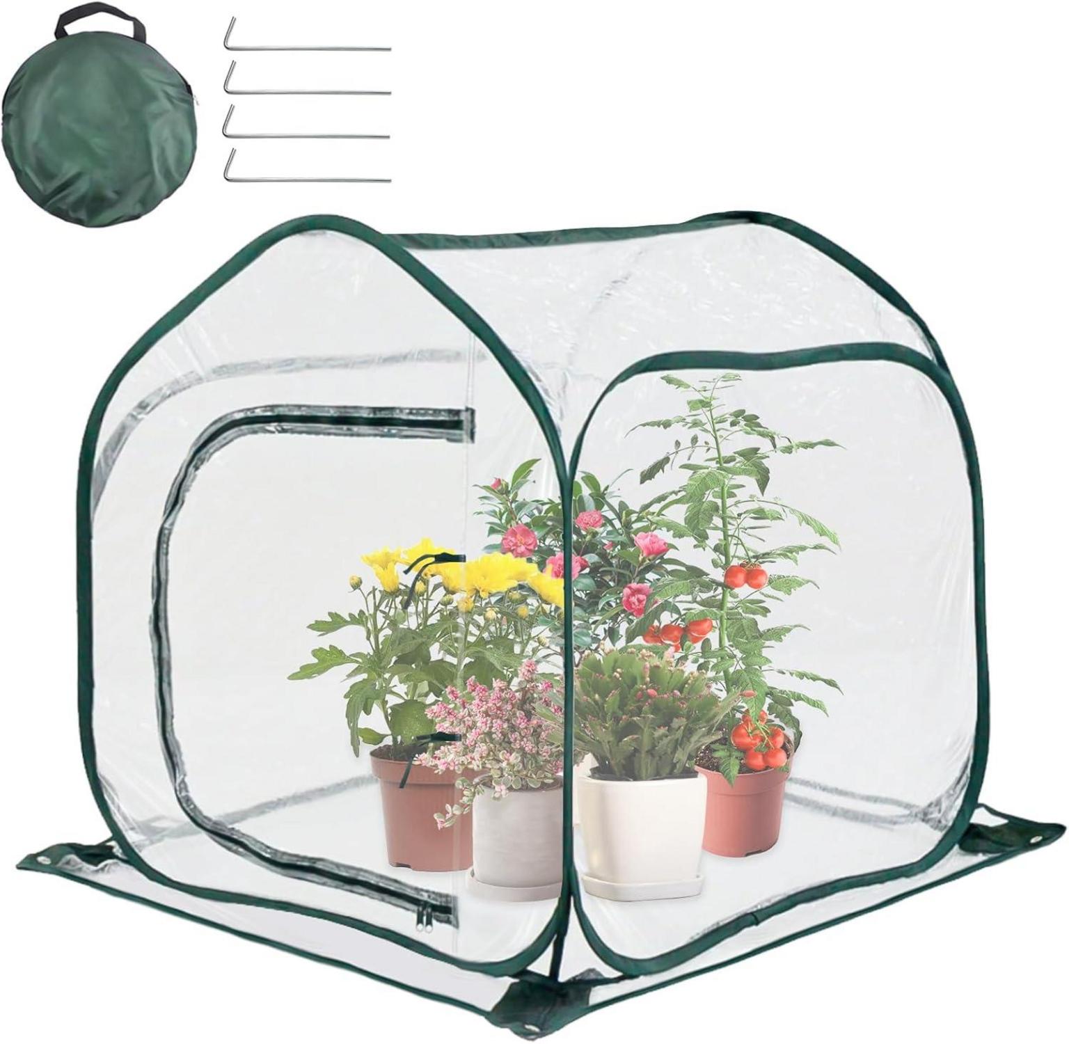 Pop Up Gewächshaus Winter Zelt Frostschutz Transparent 80x80x80cm
