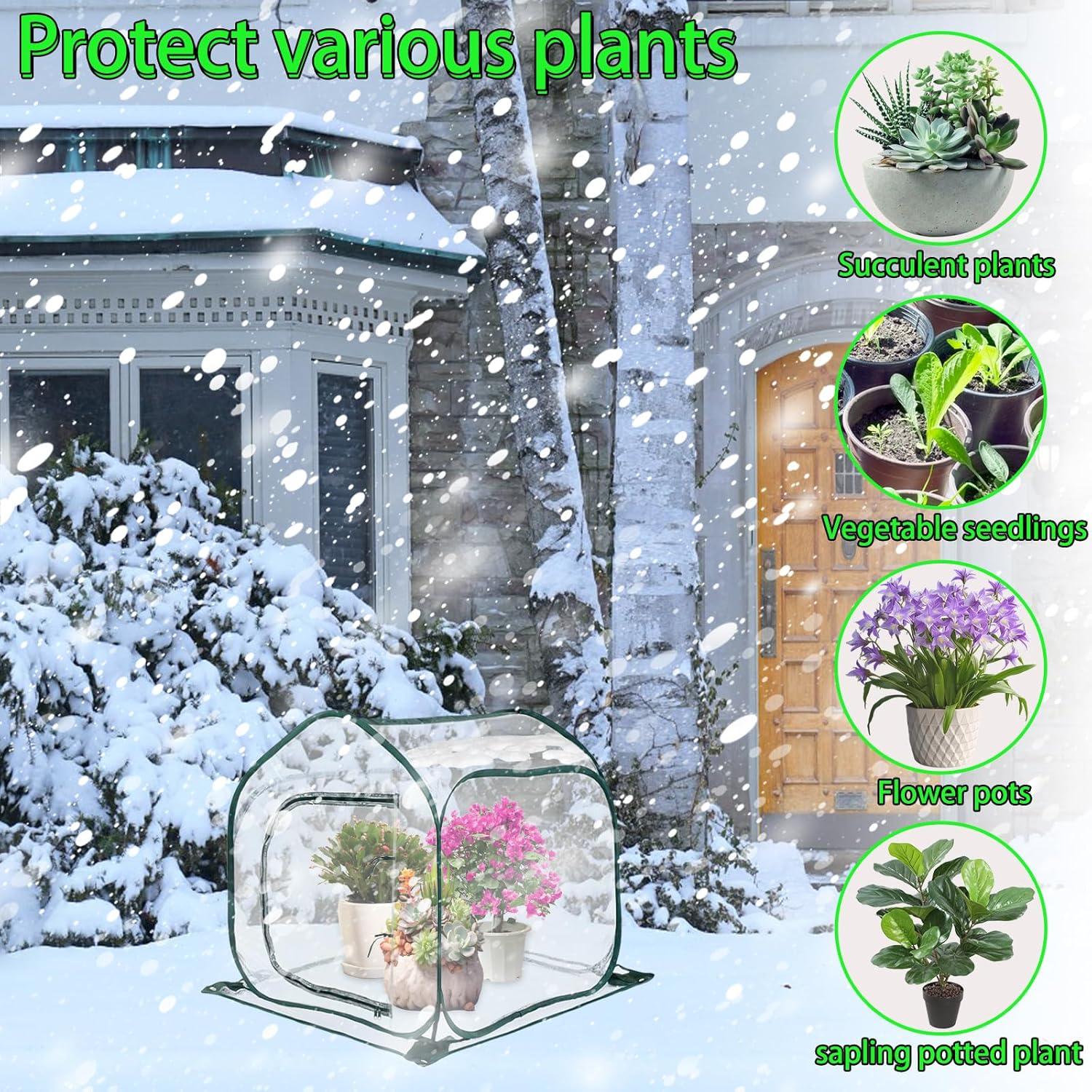Pop Up Gewächshaus Winter Zelt Frostschutz Transparent 80x80x80cm