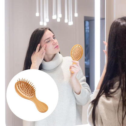 2er Set Bambus Kopfhaut Massagebürste Scalp Massager Mini Haarbürste