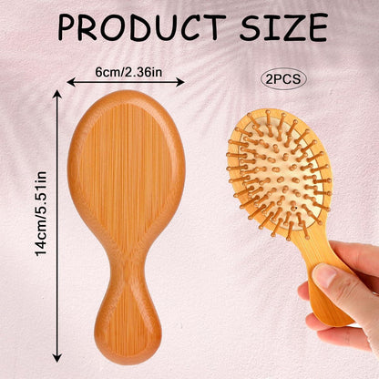 2er Pack Bambus Mini Kopfmassage Haarbürsten Scalp Massager