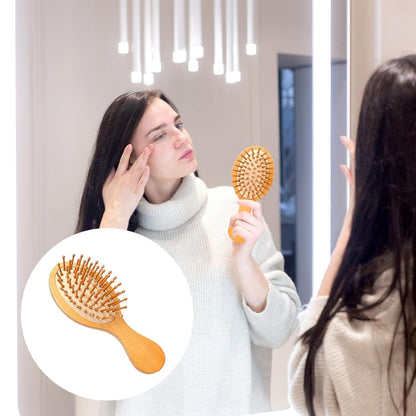 2er Set Bambus Kopfhaut Massagebürste Scalp Massager Haarbürste