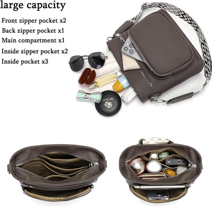 Umhängetasche Mittelgroß Crossbody Bag Veganes Leder Graubraun